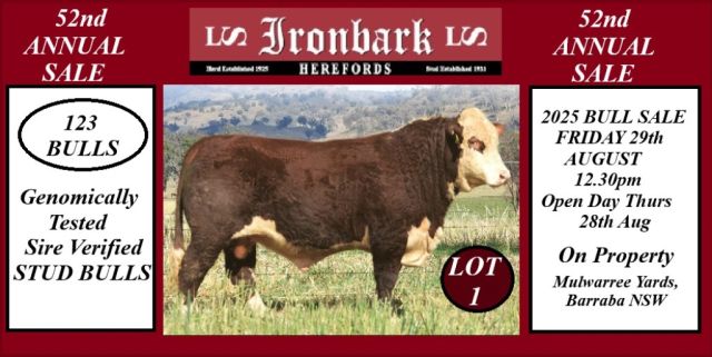 Ironbark Herefords 52nd Annual Sale.